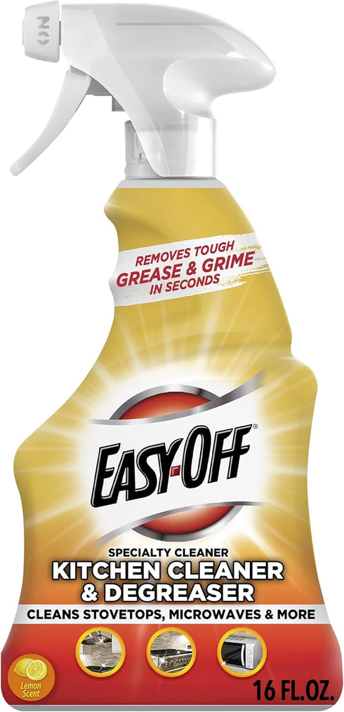 Easy-Off Specialty Kitchen Degreaser Cleaner, Clear, Lemon, 16 Fl Oz...