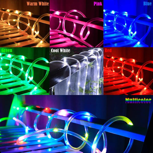 Solar Rope Lights Outdoor String Lights, 16.5 Ft 50 LED Tube Light Waterproof Copper Wire Fairy Lights for Garden Fence Yard Christmas Wedding Par...