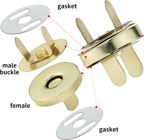 cuskena 100 Sets Gold Color,Magnetic Button Clasp Snaps 14mm, for Purse Magnetic Clasp for Bag Closure Magnetic snap Button Replacement Set. Great...