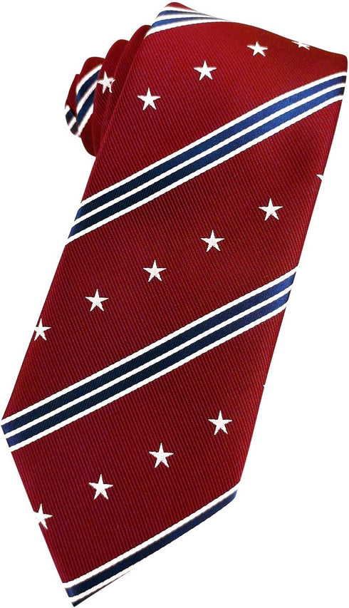 KOOELLE Mens American Flag Necktie Stars & Striped Jacquard Tie for Patriotism...