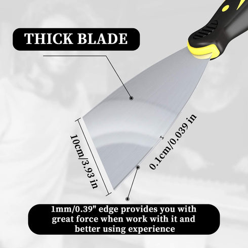 Putty Knife Scrapers, Spackle Knife, Metal Scraper Tool for Drywall Finishing, Plaster Scraping, Decals, and Wallpaper(4 Inch)...