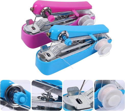 Blue Handheld Sewing Machine, Portable Mini Manual Sewing Machine Handy Needlework Tool Mini Sewer Machine Hand Stitcher Sewing Machine, Quilting ...