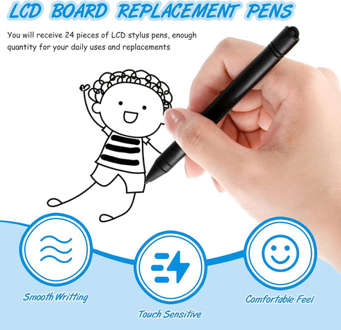 24 Pieces Replacement Stylus Pens LCD Board Pens for LCD Writing Tablet Drawing Pad Memo Message Boards Kids Adults, Black......