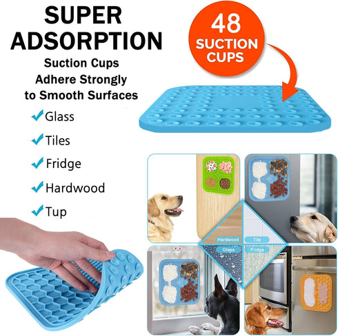 Lick Mat for Dogs, Dog Lick Mat with Suction Cups for Anxiety, Peanut Butter Dog Licking Mat Slow Feeder Dispensing Treater Lick Pad for Dogs Cats...