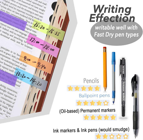 1200 Sheets Sticky Tabs for Books, Adhesive Plastic Book Tabs for Page Marking Categorizing Classifying, Translucent, Writable...