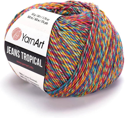 YarnArt Jeans Tropical Yarn - Variegated Fine Yarn 1 Skein/Ball 50 gr 174 yds Cotton Yarn Knitting Yarn Soft Yarn, Amigurumi, Crocheting, Turkish ...