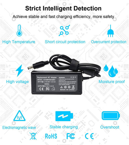 19V 3.42A 65W AC Charger Compatible with Toshiba Satellite PA3714U-1ACA PA3917U-1ACA PA3715U-1ACA C55 C55T-A5222 C655 C855D L305D L505 L655 L755 A...