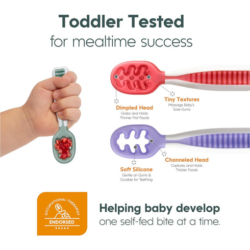 NumNum Baby Spoons Set, Silicone Pre-Spoon GOOtensils for Kids Aged 6+ Months - First Stage, Baby Led Weaning (BLW), Teething Spoon - Travel Case ...