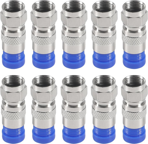 Coaxial Compression Tool Coax Cable Crimper Kit Adjustable RG6 RG59 RG11 75-5 75-7 Coaxial Cable Stripper with 10pcs F Compression Connectors Blue...