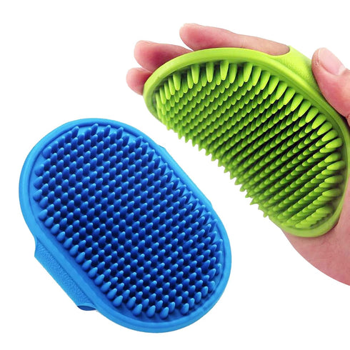 Pet Shampoo Bath Brush Soothing Massage Rubber Comb with Adjustable Ring Handle for Long Short Haired Dogs and Cats Grooming, 2 PCS...