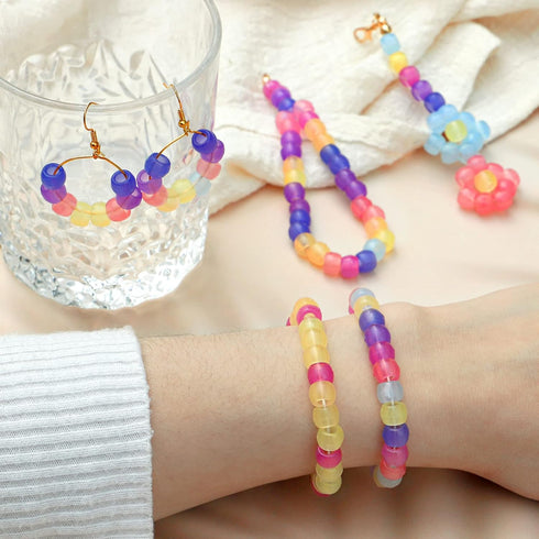 Korlon 1000 Pcs UV Beads, Glow in The Dark Pony Beads for Friendship Bracelets, Necklace Making, 8mm Kandi Hair Bead Sun Sensitive Color Changing ...