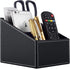 Fashionable PU Leather TV Remote Control Holder with 3 Compartments, Storage Rack, Storage Box, Media Accessory Storage, Desk Organizers (black)...