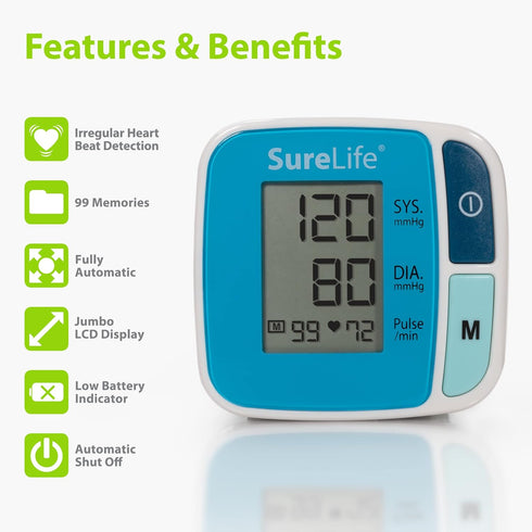 Classic Wrist Blood Pressure Monitor - (1 per Box) Green...