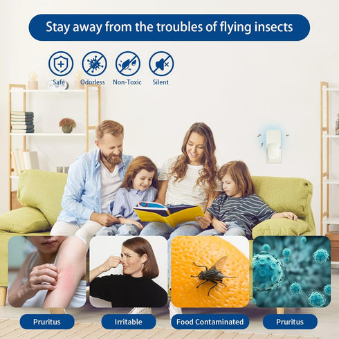 Flying Insect Trap, Plug-in Mosquito Killer with Night Light UV Attractant, Indoor Gnat Moth Catcher Fly Tapper for Home, Office, White-1PACK...