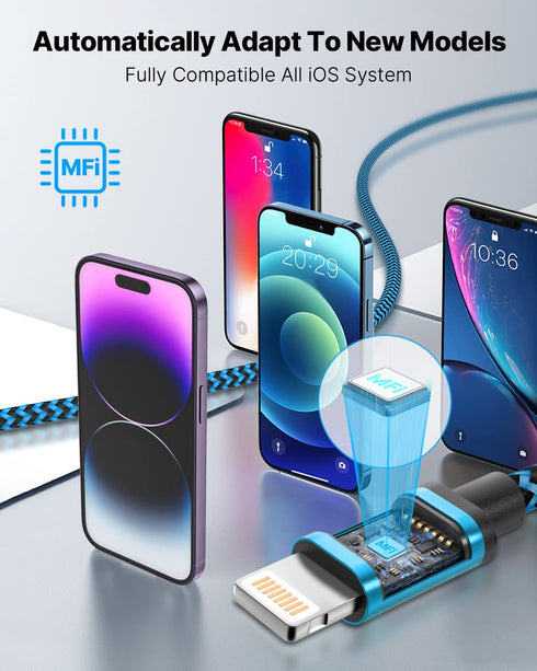 Aioneus iPhone Charger Cord 3ft 3Pack MFi Certified Lightning Cable Fast Charging Nylon Braided Phone Charger Cable Compatible with iPhone 14 13 P...