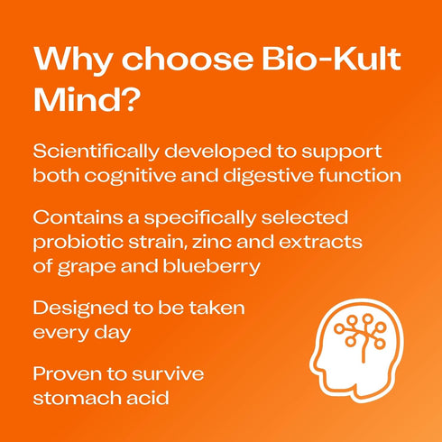 Bio-Kult Mind | Bacillus + Zinc, Grape & Blueberry Extracts | Brain & Gut Support | Cognitive Function | 60 Capsules...