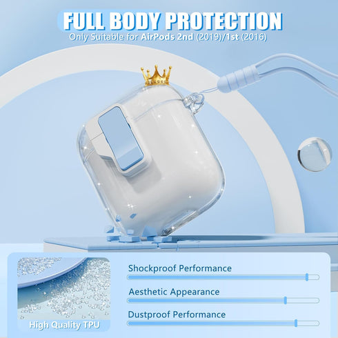 ?with Safety Lock? Clear Case for AirPods 2nd Generation Case 2019 with Cleaner Kit,Only Compatible with for Apple AirPods 2ndt Gen Wireless Charg...