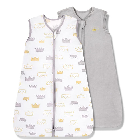TILLYOU Sleep Sack 18-24 Months - 0.5 TOG Baby Wearable Blanket with 2-Way Zipper, Extra Soft Cotton Sleeveless Sleeping sack 2 Pack, Gray Grown...