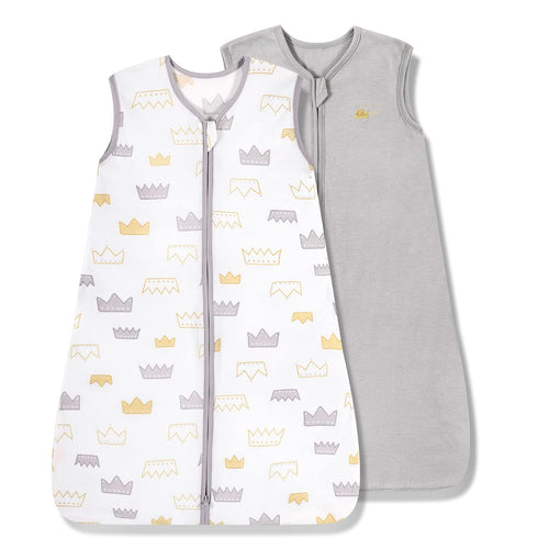 TILLYOU Sleep Sack 6-12 Months - 0.5 TOG Baby Wearable Blanket with 2-Way Zipper, Extra Soft Cotton Sleeveless Sleeping sack 2 Pack, Gray Grown...