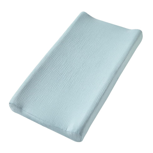 Muslin Changing Pad Cover for Baby Boys Girls, Ultra Soft Breathable Diaper Changing Table Pad Cover, Neutral Fitted Changing Pad Sheets (light bl...