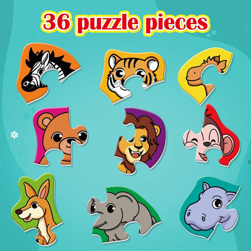 Wild Animal Puzzles for Kids Aged 3+,Shaped Puzzles for Beginners,3 Year Old Montessori Toys,Educational Activity for Toddlers,Preschool Learning ...