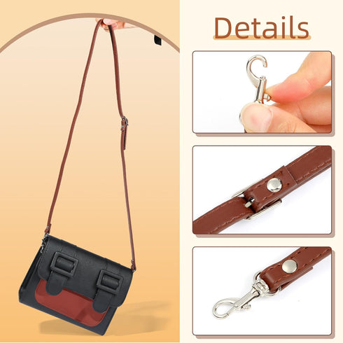 RAYNAG Leather Crossbody Strap Replacement, Adjustable Purse Strap, Handbag Shoulder Strap Replacement with Silver Hardware, Coffee...