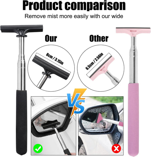 1PCS Rear-View Mirror Wiper - Squeegee Cleaning Tool Multipurpose 98cm/38.6inch Long HandleRetractable T-Plate Plate Rearview Mirror Wiper Dust Re...