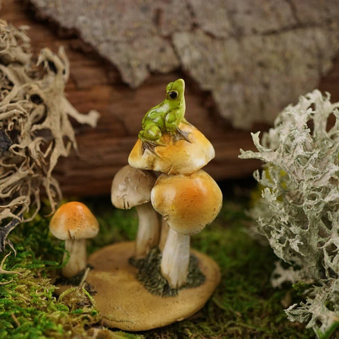 Top Collection Miniature Fairy Garden and Terrarium Statue, Frog on Mushrooms...