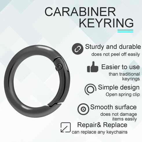 10 Pack 3/4 Inch Trigger Spring O Rings, Metal Round Carabiner Clip Snap Hook, Spring Keyring Buckles for Replacement Purse Strap, Paracord Lanyar...