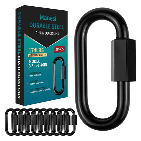 1.46" Chain Quick Links, 10 Pcs 1/8" Marine Grade Screw Chain Links, Large Opening Chain Connector Chain Coupler, 175 Lbs Capacity...