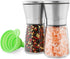 Stainless Steel Salt and Pepper Grinder Set of 2 - Pepper Mill & Salt Mill with Adjustable Coarseness - Glass Spice Shakers - Easy Clean Ceramic G...
