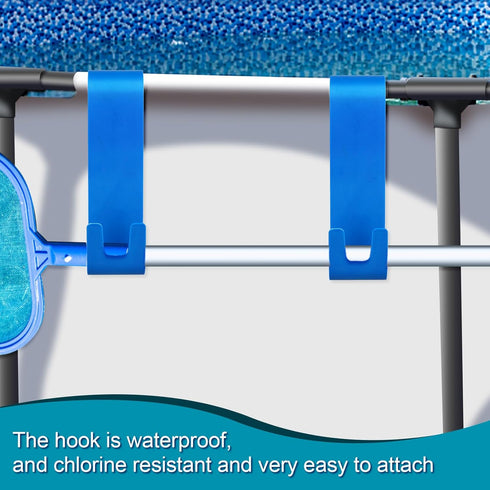 2pcs Pool Leaf Skimmer Net Holder, Heavy Duty Pool Pole Hangers Double Pool Pole Hooks Plastic Pool Fence Hooks for Telescopic Poles Skimmers Swim...