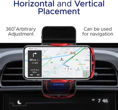 Wireless Car Mount Charger - Fast Wireless Car Charger Phone Case for iPhone, Android, and Qi-Enabled Devices - Auto Clamping & Rotating Car Phone...
