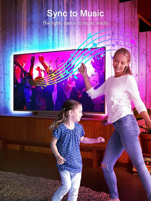 GIPOYENT TV LED Backlights, Music Sync LED TV Backlight, for 60-85 Inch TV, LED TV Light with Bluetooth Function - RGB Color Changing Light Strip ...