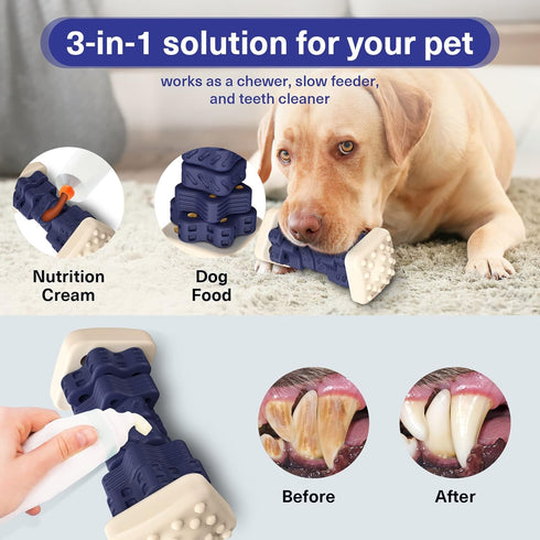 PcEoTllar Dog Toys for Aggressive Chewers, Indestructible Dog Chew Toys, Dog Puzzle Toys with Beef Flavor, Interactive Dog Toys, Safe Rubber, for ...