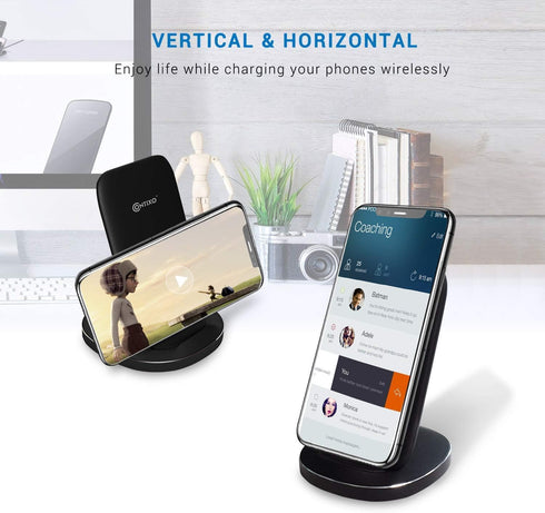 Contixo W3 Fast Wireless Charger Charging Stand Station | Qi Compatible Enabled Smartphones Phones Such as iPhone 8/8 Plus/X/XS/XS Max/XR/S9/S9 Pl...