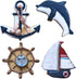 LILIAO Nautical Cookie Cutter Set - 4 Piece - Anchor, Sailboat, Rudder and Dolphin Biscuit Fondant Cutters - Stainless Steel...