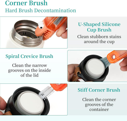 Cup Lid Gap Cleaning Brush, 3 in 1 Multifunctional Insulation Bottle Cleaning Tools Silicone Gap Cup Rim Brush for Bottle Gap Tight Spaces Cup Hom...