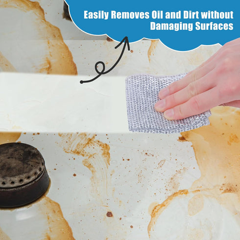 6pcs Multifunctional Non-Scratch Wire Dishcloths, 7.87x7.87 Multipurpose Wire Dishwashing Rags Steel Wire Mesh Dishcloth Dish Cleaning Scrubber fo...