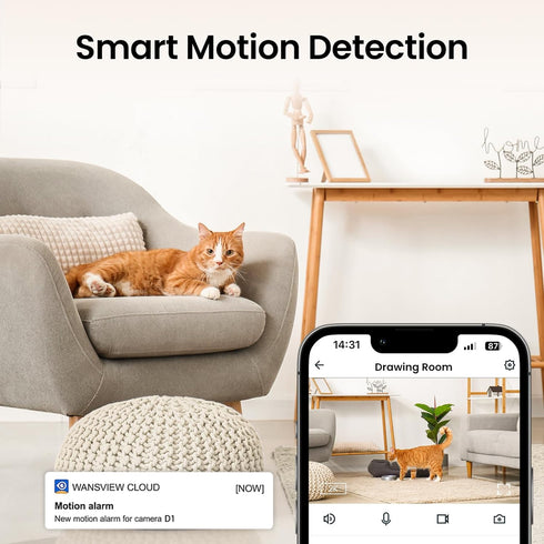 Security Camera Indoor-2K 360° WiFi Cameras for Home Security?Pet/Dog/Baby Camera with Phone app, 2-Way Audio, Night Vision, 24/7 SD Card Storage,...
