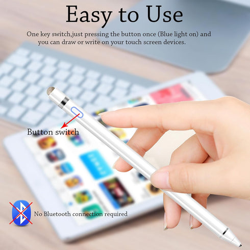 Active Stylus Pens for Touch Screens, Rechargeable Universal iPad Pencil, Pen for iPad/iOS/Android/iPad Air/Pro/Mini/iPhone/Samsung/Lenovo and Mor...