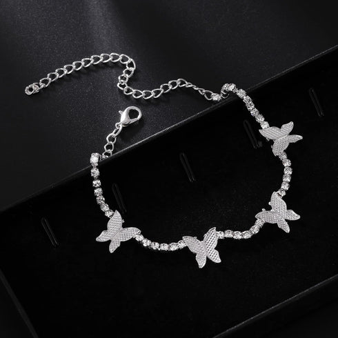 DoreenBow Dainty Layered Anklet Butterfly Initial Heart Evil Eye Ankle Bracelets for Women Rhinestone Simple Chain Anklet Gold Foot Anklet Summer ...