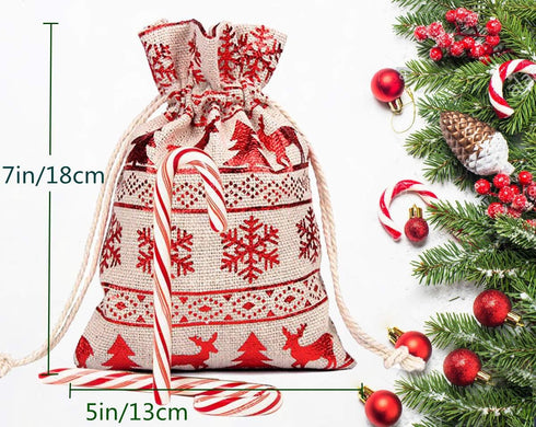 AOOTOOSPORT Christmas Burlap Bags with Drawstring, 5 x 7 Inch Christmas Favor Bags Jewelry Candy Pouches Sacks, Mini Storage Bag for Wedding Chris...