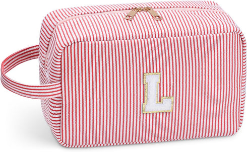 Etercycle Large Makeup Bag, Personalized Initial Cute Pink Makeup Case Bag Cosmetic Large Toiletry Make Up Bags With Zippered Inside Pocket L...
