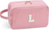 Etercycle Large Makeup Bag, Personalized Initial Cute Pink Makeup Case Bag Cosmetic Large Toiletry Make Up Bags With Zippered Inside Pocket L...