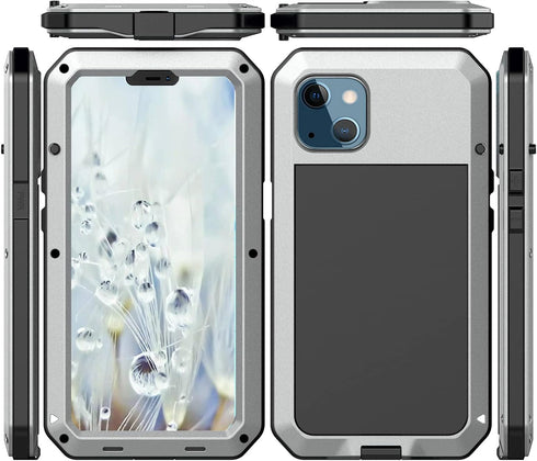 Marrkey for iPhone 13 Case, 360 Full Body Protective Cover Heavy Duty Shockproof Tough Armour Aluminum Metal Case with Silicone Built-in Screen Pr...