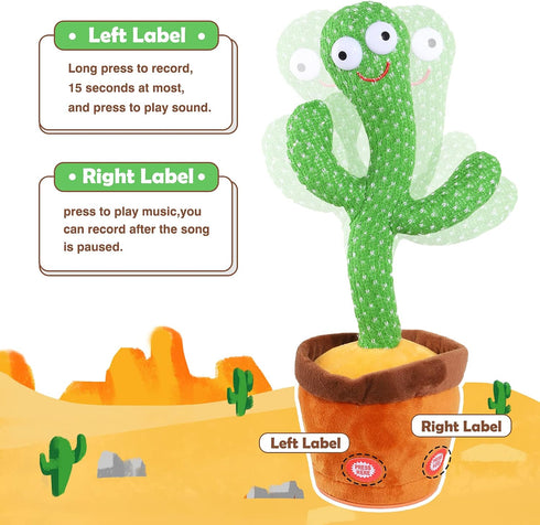 Kids Dancing Talking Cactus Toys for Baby Boys and Girls, Singing Mimicking Recording Repeating What You Say Sunny Cactus Electronic Light Up Plus...