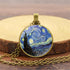 Painting Glass Pendant Necklace Gold Silver Plated Vintage Charm Starry Night Artistic Paint Round Circle Geometric Chain Necklace for Women Men I...