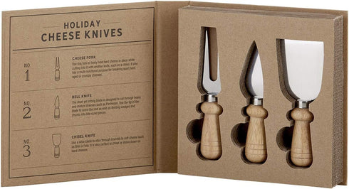 Santa Barbara Design Studio Gift Set Kitchen Essentials Holiday Collection Kraft Cardboard Book Gift Box, 3-Pieces, Cheese Knives...