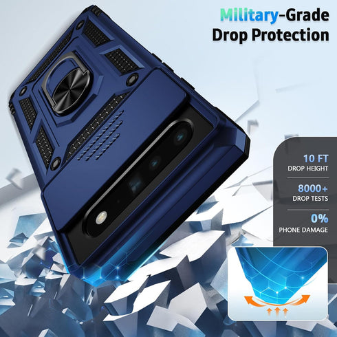 for Google Pixel 6 Pro Case with Slide Lens Cover, Military Grade Drop Protection, Magnetic Rotated Ring Holder Kickstand Protective Phone Case (N...